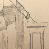 Woman with Hand on Pedestal 1923 Pencil Drawing by Charles Martin