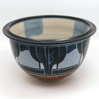 Stunning Blue on Blue Large Arts and Crafts Style Hand-thrown Pottery Bowl