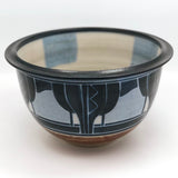 Stunning Blue on Blue Large Arts and Crafts Style Hand-thrown Pottery Bowl