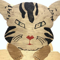 SOLD Intense Looking Kitty! Double-sided, Four Tier Folk Art Magazine Rack