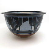 Stunning Blue on Blue Large Arts and Crafts Style Hand-thrown Pottery Bowl