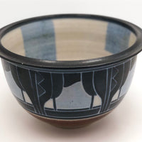 Stunning Blue on Blue Large Arts and Crafts Style Hand-thrown Pottery Bowl