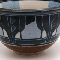 Stunning Blue on Blue Large Arts and Crafts Style Hand-thrown Pottery Bowl