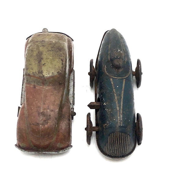 Pair of Early Tin Litho Penny Toy Cars