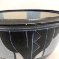 Stunning Blue on Blue Large Arts and Crafts Style Hand-thrown Pottery Bowl