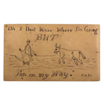 I'm on My Way, Walking Man with Dog and Cow, Antique Hand-drawn Postcard, 1908
