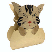 SOLD Intense Looking Kitty! Double-sided, Four Tier Folk Art Magazine Rack