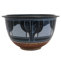 Stunning Blue on Blue Large Arts and Crafts Style Hand-thrown Pottery Bowl