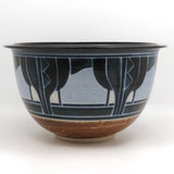 Stunning Blue on Blue Large Arts and Crafts Style Hand-thrown Pottery Bowl