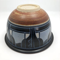 Stunning Blue on Blue Large Arts and Crafts Style Hand-thrown Pottery Bowl