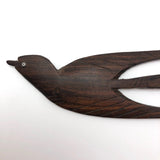Hand-carved Mid-Century Wooden Swallow Wall Ornaments or Hair Combs- Set of Three