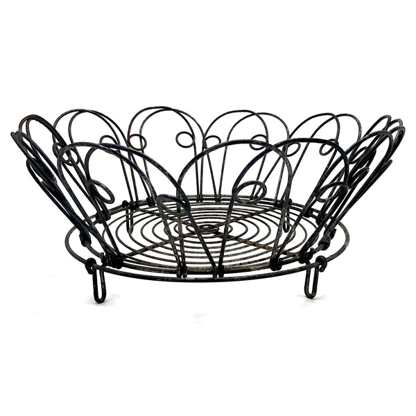 Vintage Wirework Egg Basket / Bowl with Collapsible Sides
