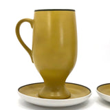 Yellow Lagardo Tackett for Schmid Porcelain Demitasse Cups - A Pair