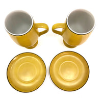 Yellow Lagardo Tackett for Schmid Porcelain Demitasse Cups - A Pair