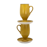 Yellow Lagardo Tackett for Schmid Porcelain Demitasse Cups - A Pair