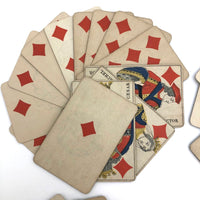 Lovely Antique French Gatteaux Playing Cards, Complete Deck, 1890 Stamp