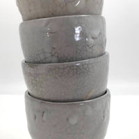 Hand Thrown Drippy Glazed White Ceramic Cups - Set of Four