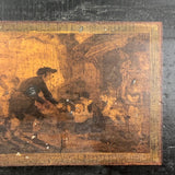 Charming 19th Century Monogrammed Document Box with Wallpapered Interior