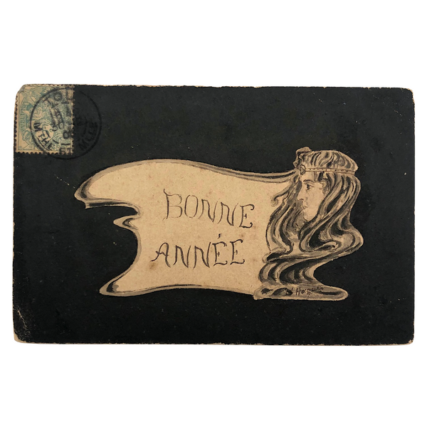 Bonne Année 1903  Hand-Drawn French Art Nouveau Postcard