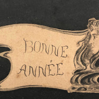 Bonne Année 1903  Hand-Drawn French Art Nouveau Postcard