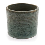 Zanesville Stoneware Company Mid-Century Ribbed Mossy Green Cylindrical Planter