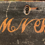 Charming 19th Century Monogrammed Document Box with Wallpapered Interior