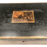 Charming 19th Century Monogrammed Document Box with Wallpapered Interior