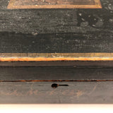 Charming 19th Century Monogrammed Document Box with Wallpapered Interior