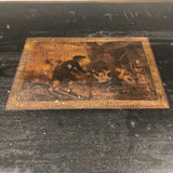 Charming 19th Century Monogrammed Document Box with Wallpapered Interior