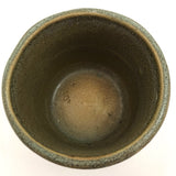 Zanesville Stoneware Company Mid-Century Ribbed Mossy Green Cylindrical Planter