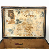 Charming 19th Century Monogrammed Document Box with Wallpapered Interior
