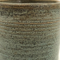 Zanesville Stoneware Company Mid-Century Ribbed Mossy Green Cylindrical Planter