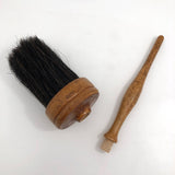 Round Painter / Duster Brush with Turned, Threaded Handle and Dark Horsehair Bristles