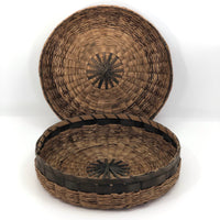 Large Round Flat Wabanaki Northeast Coast Native Sewing Basket