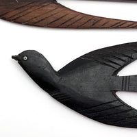 Hand-carved Mid-Century Wooden Swallow Wall Ornaments or Hair Combs- Set of Three