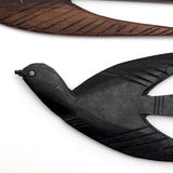 Hand-carved Mid-Century Wooden Swallow Wall Ornaments or Hair Combs- Set of Three