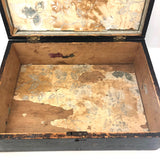 Charming 19th Century Monogrammed Document Box with Wallpapered Interior