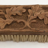 Carved Oak Clothes Brush with Horsehair Bristles