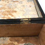 Charming 19th Century Monogrammed Document Box with Wallpapered Interior