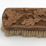 Carved Oak Clothes Brush with Horsehair Bristles