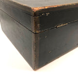 Charming 19th Century Monogrammed Document Box with Wallpapered Interior