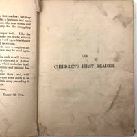 Hand-stitched Cloth Covered "The Children's First Reader" c. 1892, with Drawings