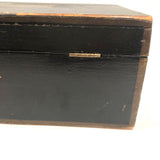Charming 19th Century Monogrammed Document Box with Wallpapered Interior