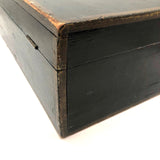 Charming 19th Century Monogrammed Document Box with Wallpapered Interior