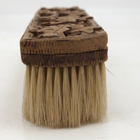 Carved Oak Clothes Brush with Horsehair Bristles