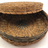 Large Round Flat Wabanaki Northeast Coast Native Sewing Basket