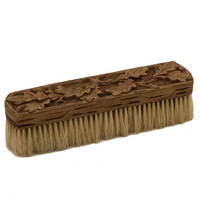 Carved Oak Clothes Brush with Horsehair Bristles