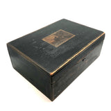 Charming 19th Century Monogrammed Document Box with Wallpapered Interior