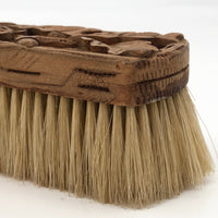 Carved Oak Clothes Brush with Horsehair Bristles