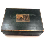 Charming 19th Century Monogrammed Document Box with Wallpapered Interior